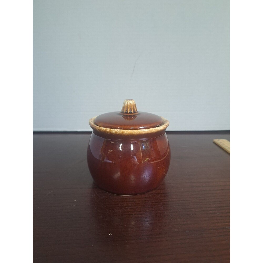 Hull Pottery Brown Dripwear Oven Safe Sugar Bowl With Lid